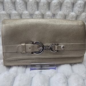 Salvatore Ferragamo Metallic Gold Leather Wallet